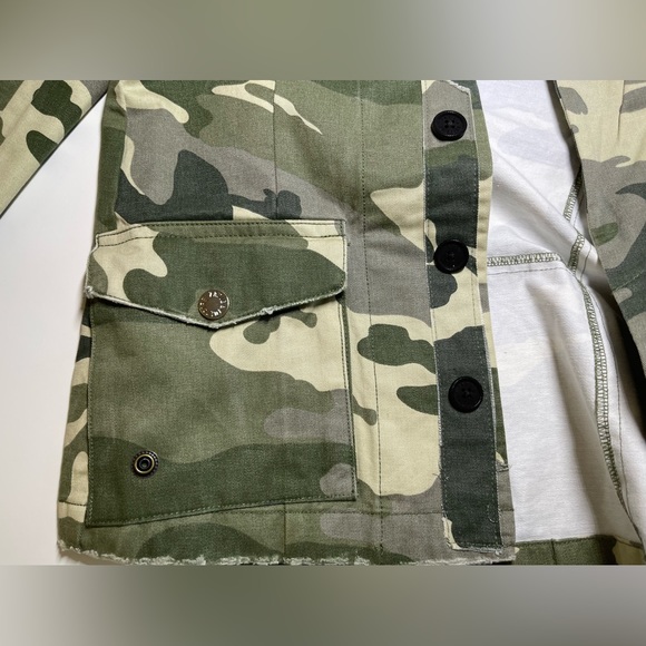 NWT Zadig & Voltaire Virginia Khaki Camo Print Button Front Jacket Small $598 - Picture 11 of 16